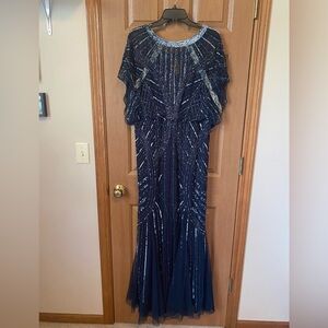 Navy and silver gown, unique and beautiful! Mother of the groom, worn once, 14